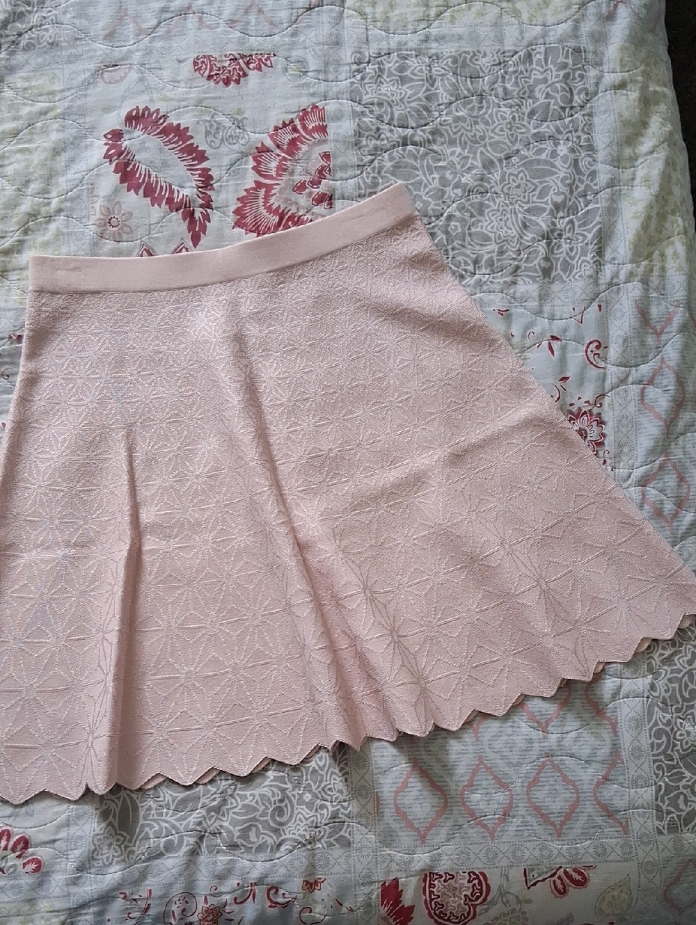 Etcetera Blush Pink Scalloped Hem Skater Skirt